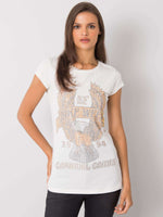 Tricou ecru de damă cu aplicație