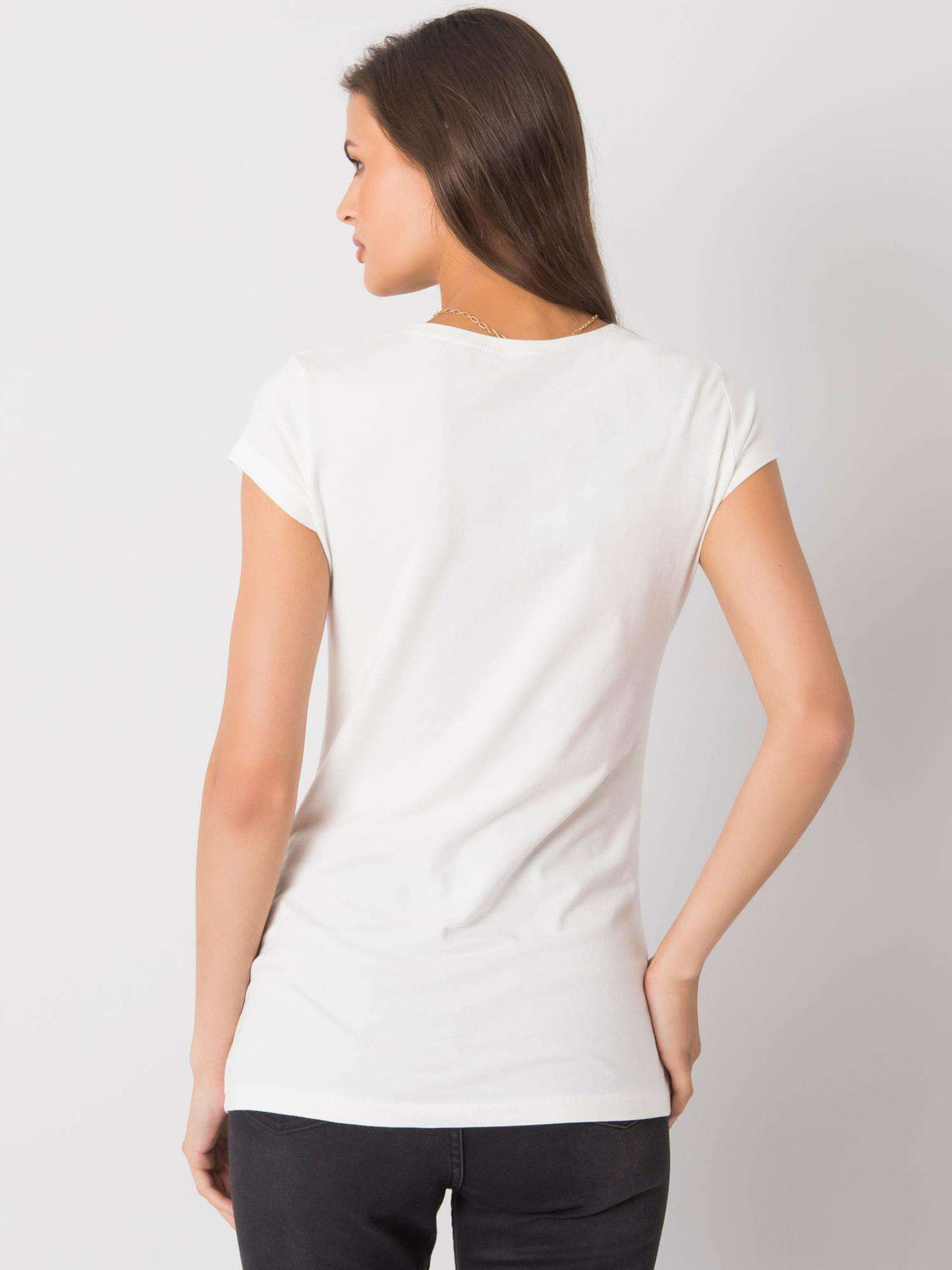 Tricou ecru de damă cu aplicație