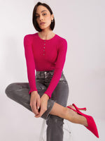 Bluză fuchsia cu nasturi decorativi BASIC FEEL GOOD