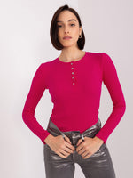 Bluză fuchsia cu nasturi decorativi BASIC FEEL GOOD