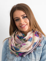 Eșarfă cu imprimeu floral roz deschis