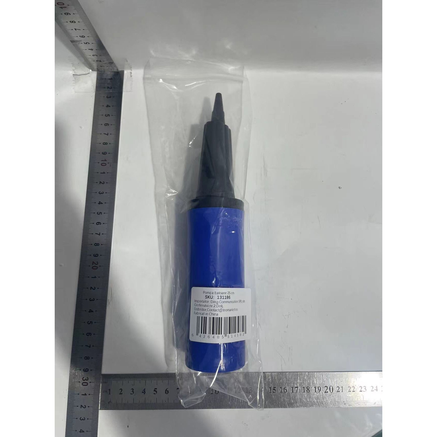 Pompa de Umflat Baloane, Flippy, Manuala, din Plastic, 25 cm, Albastru