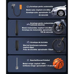 Pompa de Aer Wireless, Flippy, Portabila, 150 PSI, Pentru Anvelope si Mingi, Baterie 2000 mAh, Afisaj Digital, 12.7 x