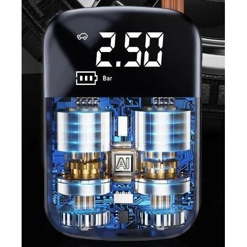 Pompa de Aer Wireless, Flippy, Portabila, 150 PSI, Pentru Anvelope si Mingi, Baterie 2000 mAh, Afisaj Digital, 12.7 x