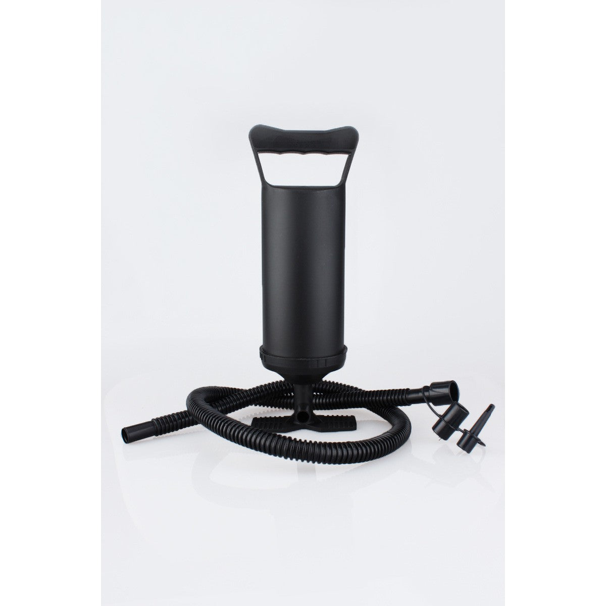 Pompa manuala pentru umflat obiecte gonflabile , colace , saltele , cu 3 adaptori pentru interconectare si furtun,