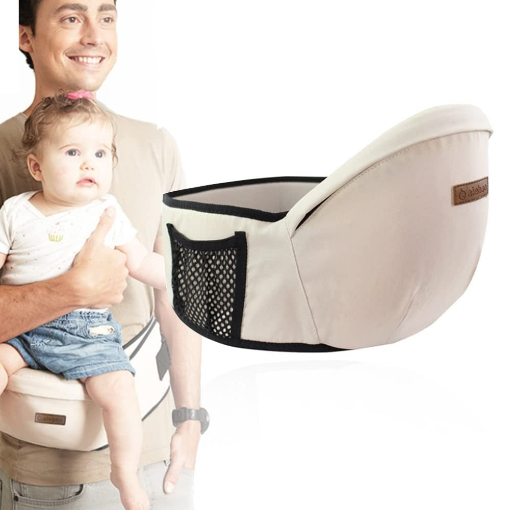 Port-Bebe Ergonomic Ajustabil cu Scaun, 3 Pozitii, Bumbac Respirabil, pentru Copii 0-3 Ani, 20 kg Maxim, 25 x 22 x 18