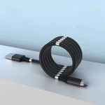 Cablu de incarcare rapida, Flippy, USB, compatibil Iphone, cu absorbtie magnetica, 1 m, negru