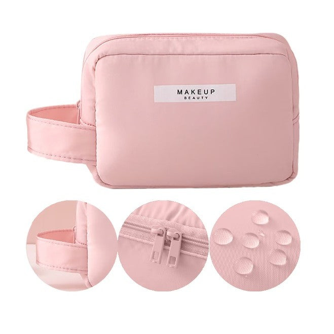 Portfard, Flippy, cu Maner, Material Impermeabil, pentru Cosmetice, 16 x 11 x 7 cm, Roz