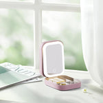 Portfard, Flippy, Geanta Cosmetice, cu Oglinda LED, 3 Moduri de Lumina, Incarcare USB, Baterie 1200 mAh, pentru