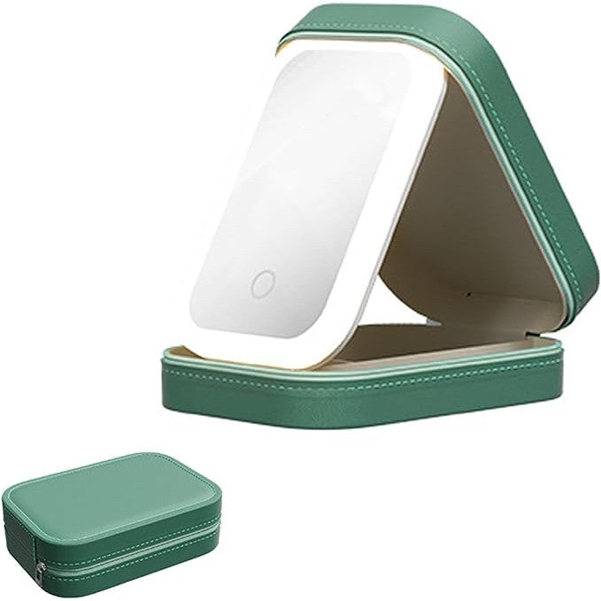 Portfard, Flippy, Geanta Cosmetice, cu Oglinda LED, 3 Moduri de Lumina, Incarcare USB, Baterie 1200 mAh, pentru