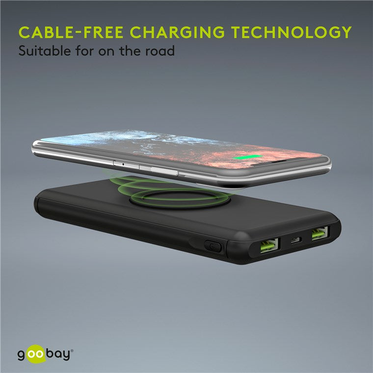 Power Bank acumulator extern wireless 10000mAh USB TYPE C PD QC3.0 Fast Charger Goobay
