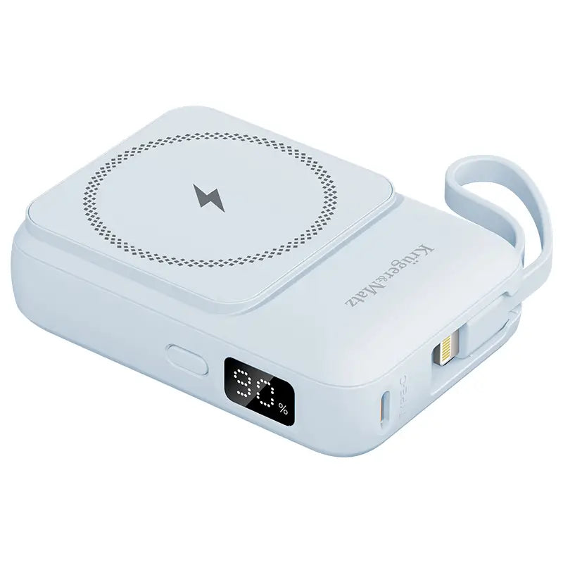 Power Bank inductie Kruger&Matz KM0913-BL 10000mAh Li-ion Mag Safe wireless 15W / USB-C 20W /USB-A 22.5W / Lightning 10W