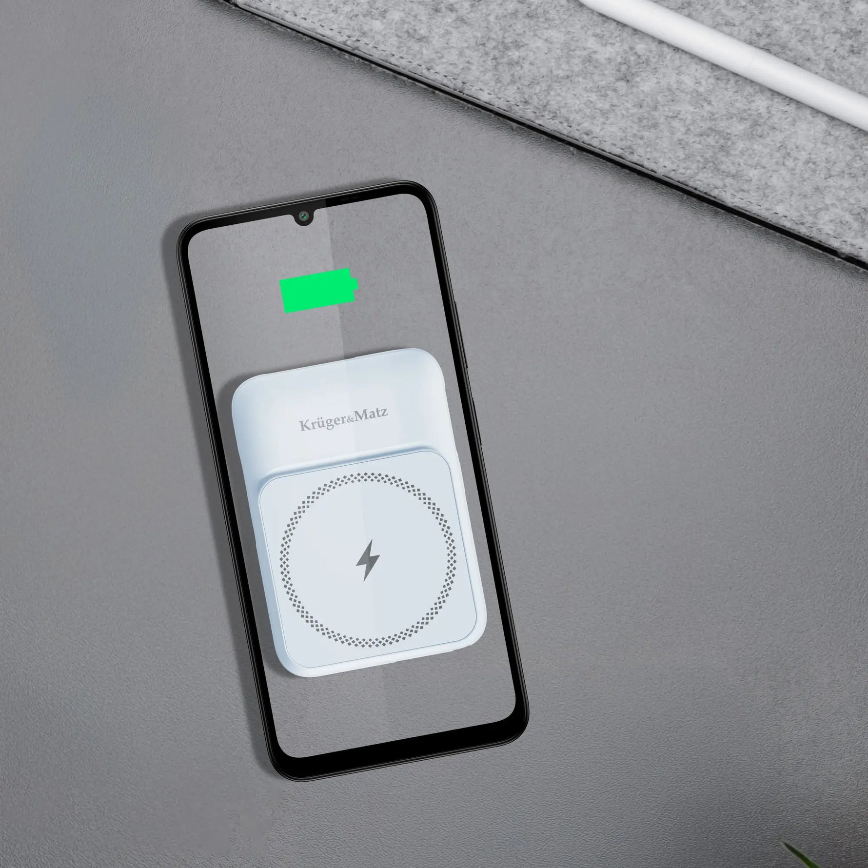 Power Bank inductie Kruger&Matz KM0913-BL 10000mAh Li-ion Mag Safe wireless 15W / USB-C 20W /USB-A 22.5W / Lightning 10W