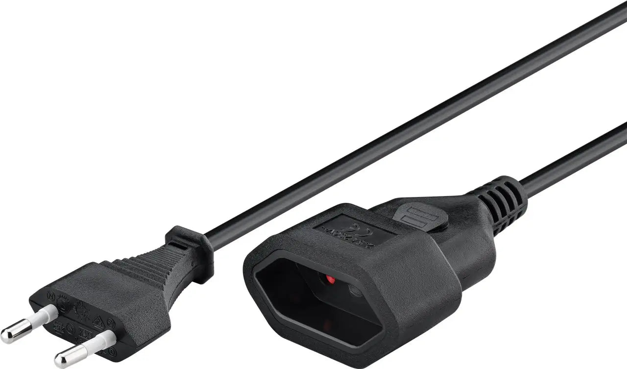 Prelungitor Euro Tip C CEE 7/16 mama-tata 2m negru 2x0.75 mm Goobay 64616