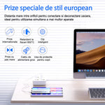 Prelungitor Multifunctional pentru Birou, Flippy, 3 Prize, 2 USB-A, 2 TYPE-C, Suport pentru Telefon, 3250W, Lungime