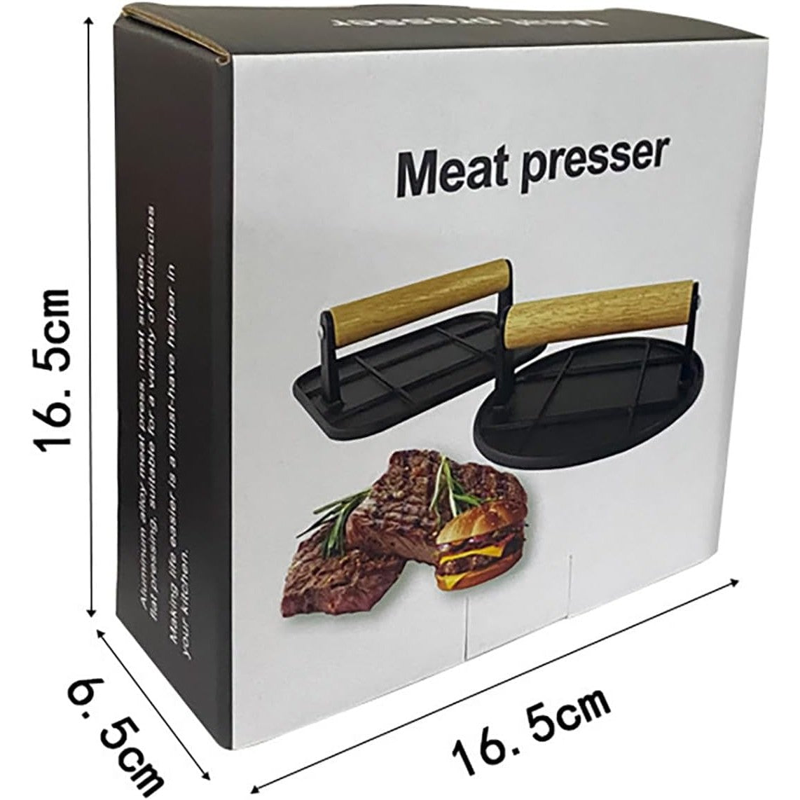Presa Manuala pentru Carne, Flippy, din Aliaj de Aluminiu, Maner din Lemn, Presa pentru Burgeri, Usor de Curatat si