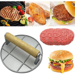 Presa Manuala pentru Carne, Flippy, din Aliaj de Aluminiu, Maner din Lemn, Presa pentru Burgeri, Usor de Curatat si