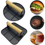 Presa Manuala pentru Carne, Flippy, din Aliaj de Aluminiu, Maner din Lemn, Presa pentru Burgeri, Usor de Curatat si