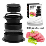 Presa dubla pentru hamburgeri 2 in 1, forma si presa, doua dimensiuni, cu maner, usor de curatat si folosit, material