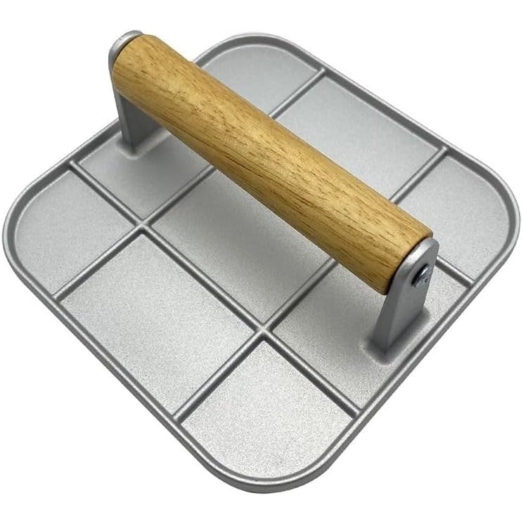 Presa Manuala pentru Carne, Flippy, din Aliaj de Aluminiu, Maner din Lemn, Presa pentru Burgeri, Usor de Curatat si