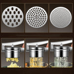 Presa Storcator pentru Fructe si Legume, Flippy, Zdrobitor Manual, Inox, 3 Discuri Interschimbabile, Usor de Stors si