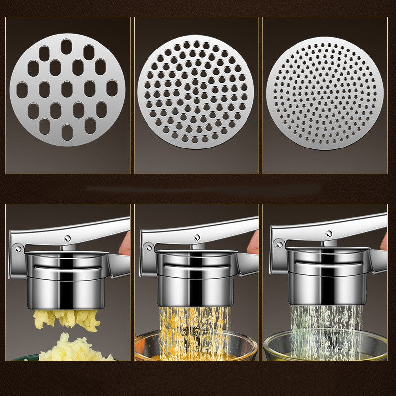 Presa Storcator pentru Fructe si Legume, Flippy, Zdrobitor Manual, Inox, 3 Discuri Interschimbabile, Usor de Stors si