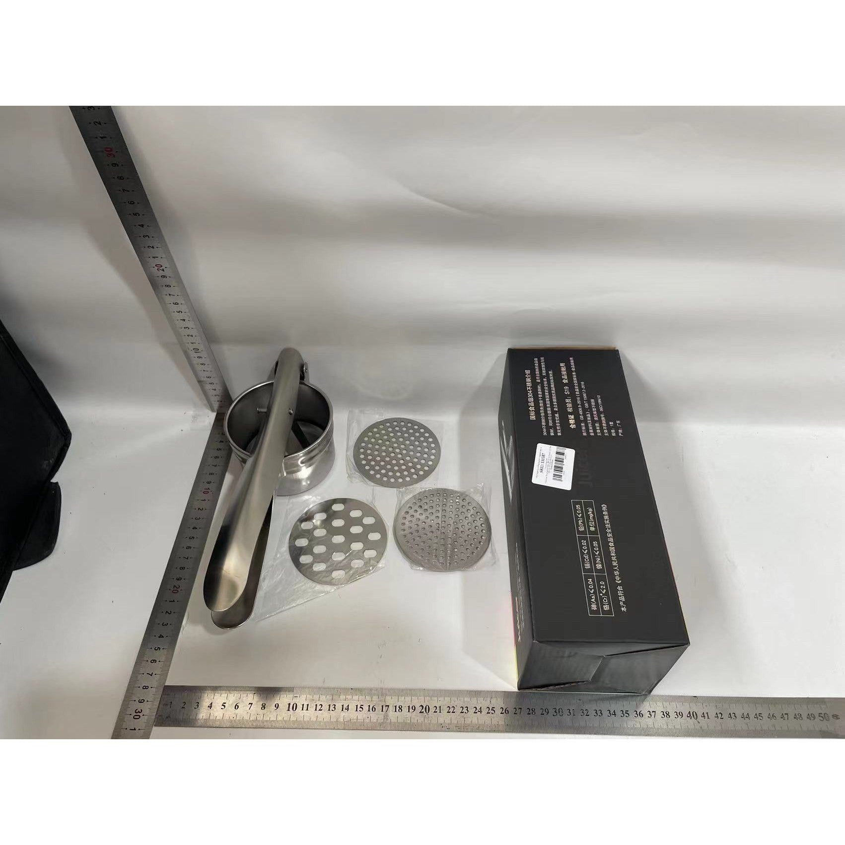 Presa Storcator pentru Fructe si Legume, Flippy, Zdrobitor Manual, Inox, 3 Discuri Interschimbabile, Usor de Stors si
