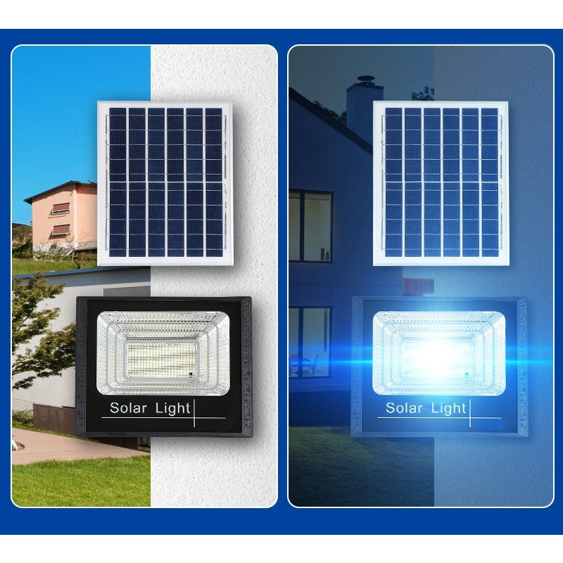 Proiector LED SMD 300W cu incarcare solara Flippy, panou solar, cu telecomanda, suport prindere, material ABS, 15AH,