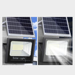 Proiector LED SMD 300W cu incarcare solara Flippy, panou solar, cu telecomanda, suport prindere, material ABS, 14AH,