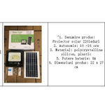 Proiector LED/Lampa solara de exterior Flippy, 22 cm x 27 cm, Rezistent la Apa IP67, cu Panou Solar, 220LED SMD, 100W,