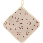 Prosop Absorbant, Flippy, din Bumbac, 25 x 25 cm, Model Inimioare, cu Agatatoare, Bej