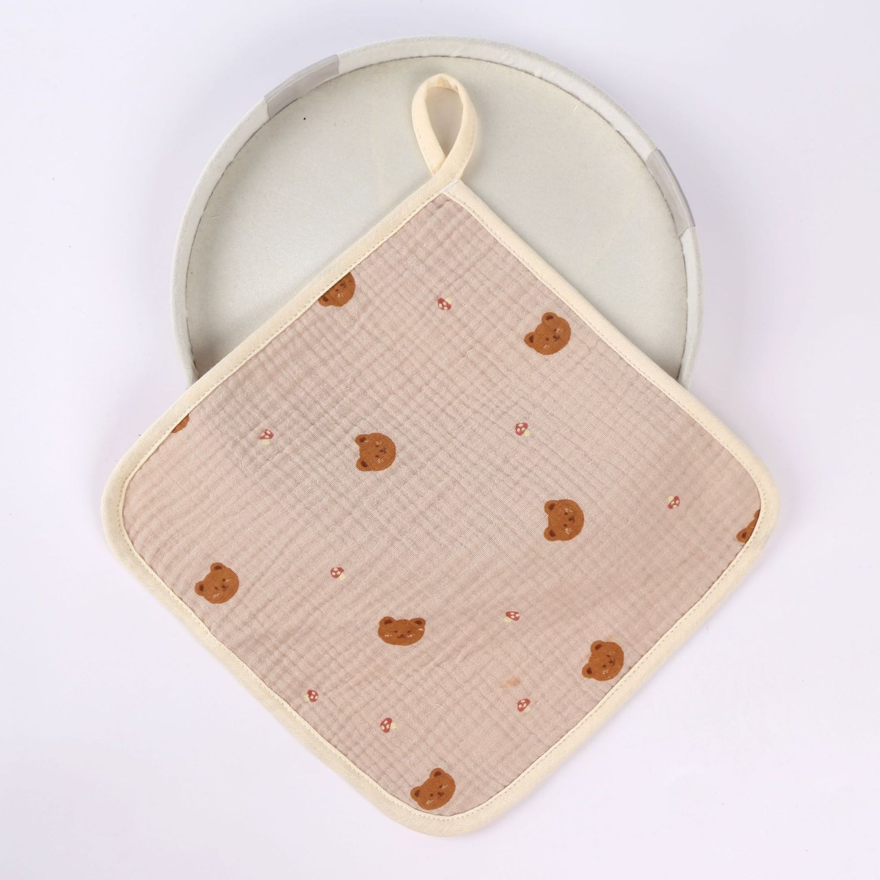 Prosop Absorbant, Flippy, din Bumbac, 25 x 25 cm, Model Ursuleti, cu Agatatoare, Crem