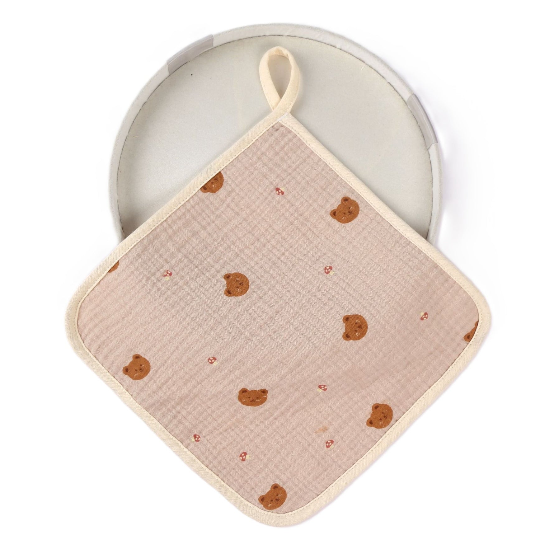 Prosop Absorbant, Flippy, din Bumbac, 25 x 25 cm, Model Ursuleti, cu Agatatoare, Crem