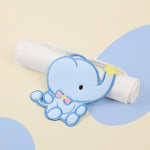Prosop Absorbant, Flippy, din Bumbac, pentru Bebelusi, 19x28 cm, Model Elefantel, Alb