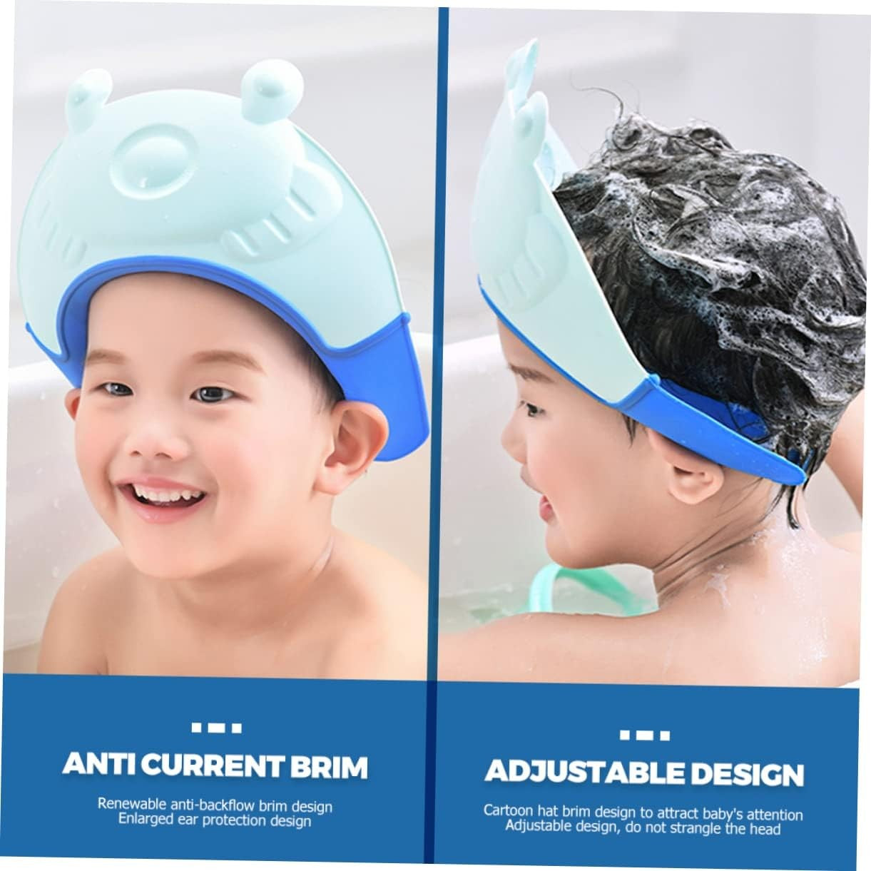 Viziera de Protectie Baie Pentru Copii, Fippy, Model Broasca, Dimensiune ajustabila, Durabil, Usor de curatat,
