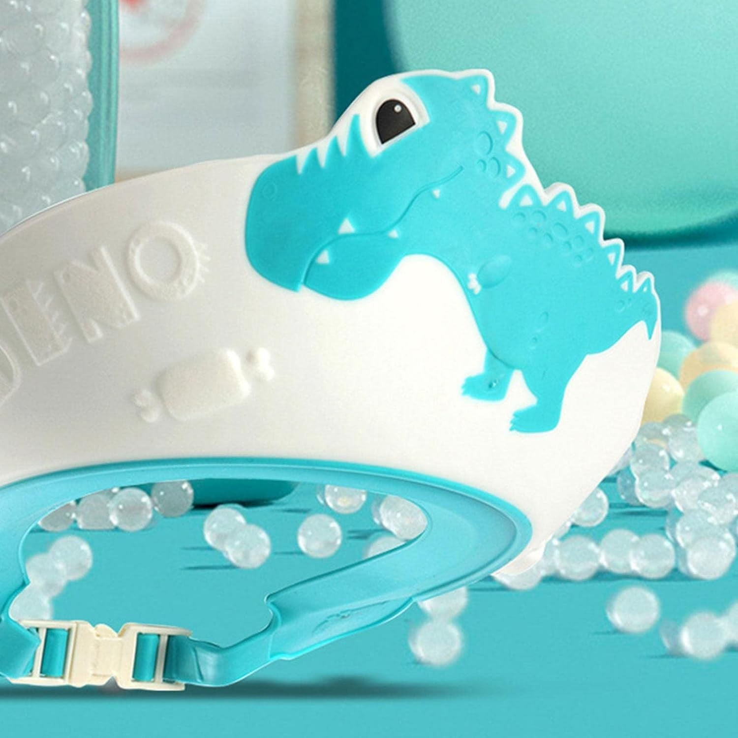 Viziera de Protectie Baie Pentru Copii, Fippy, Model Dinozaur, Dimensiune ajustabila, Durabil, Usor de curatat,