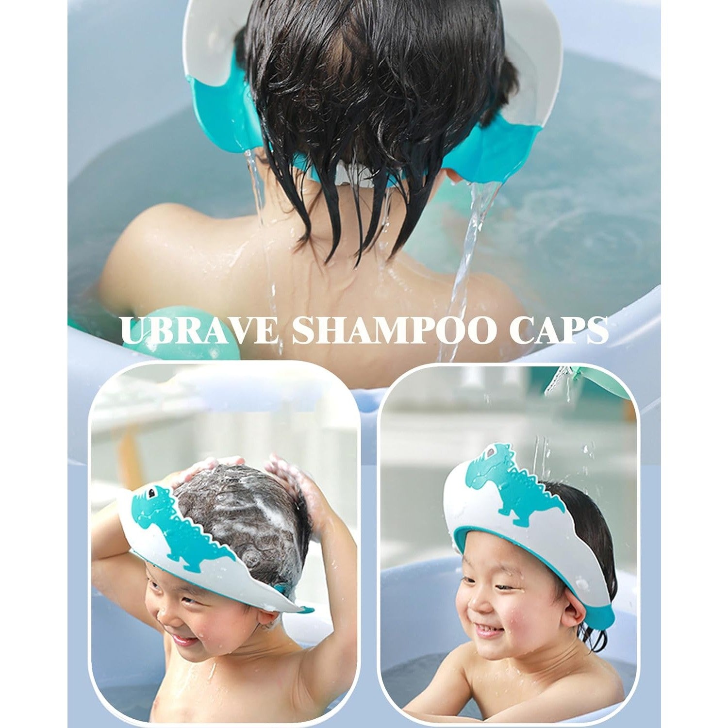 Viziera de Protectie Baie Pentru Copii, Fippy, Model Dinozaur, Dimensiune ajustabila, Durabil, Usor de curatat,
