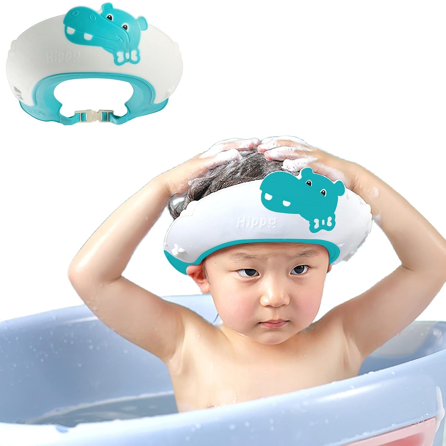 Viziera de Protectie Baie Pentru Copii, Fippy, Model Hipopotam, Dimensiune ajustabila, Durabil, Usor de curatat,