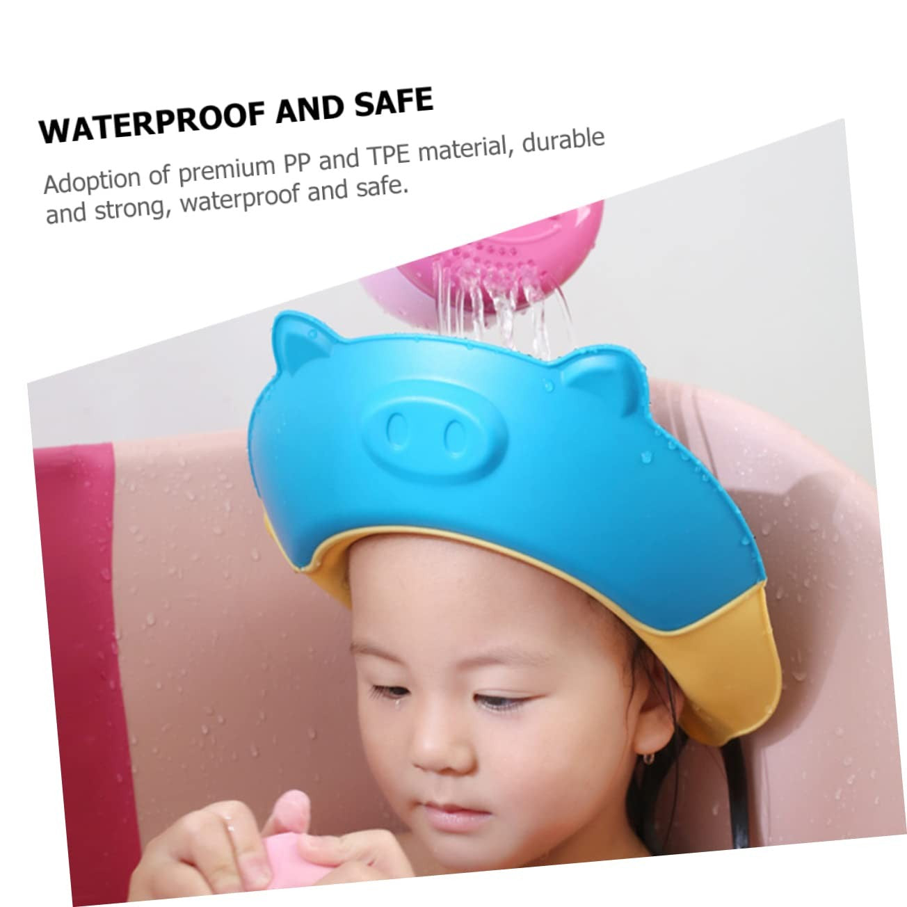 Viziera de Protectie Baie Pentru Copii, Fippy, Model Purcelus, Dimensiune ajustabila, Durabil, Usor de curatat,