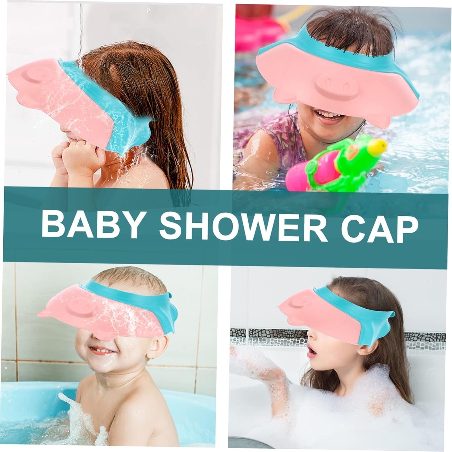 Viziera de Protectie Baie Pentru Copii, Fippy, Model Purcelus, Dimensiune ajustabila, Durabil, Usor de curatat,