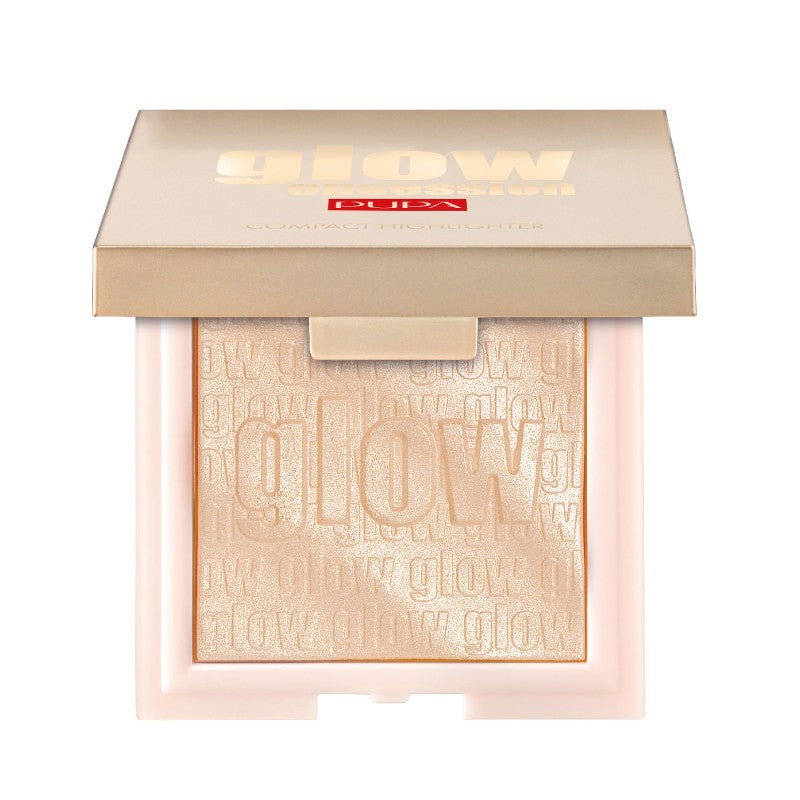 Pupa, Glow Obsession, Iluminând, Compact de fard și iluminator, 100, Aur deschis, 6 g - Olmarkt