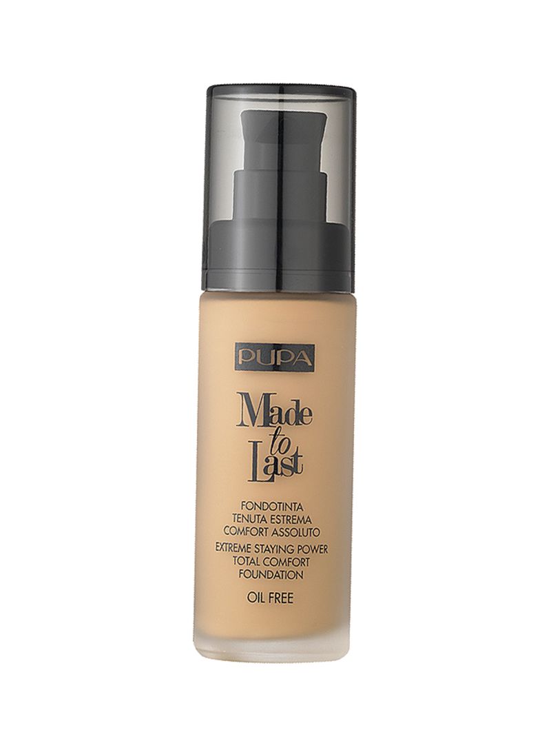 Pupa, Made To Last, Fără parabeni, De lungă durată, Fond de ten lichid, 03, Fildes închis, 30 ml - Olmarkt