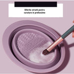 Accesoriu din silicon pentru curatarea accesoriilor makeup, pensule, buretei, 14.5 x 11,5 cm, 2 moduri de utilizare,