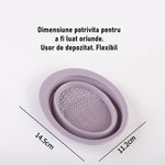 Accesoriu din silicon pentru curatarea accesoriilor makeup, pensule, buretei, 14.5 x 11,5 cm, 2 moduri de utilizare,