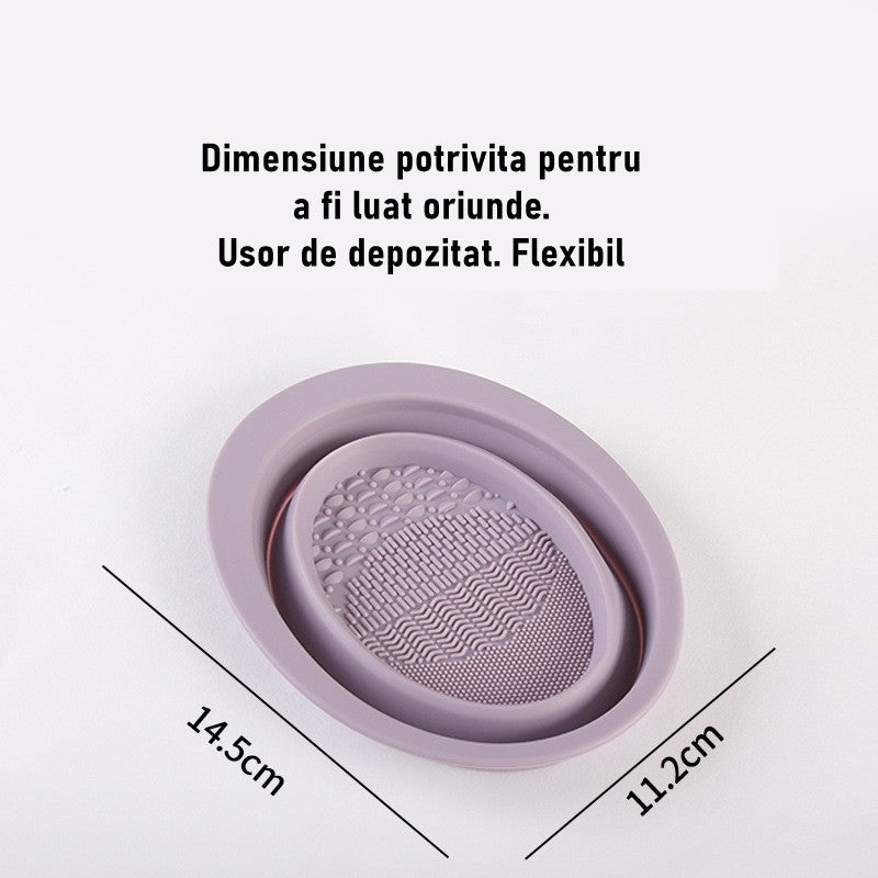 Accesoriu din silicon pentru curatarea accesoriilor makeup, pensule, buretei, 14.5 x 11,5 cm, 2 moduri de utilizare,