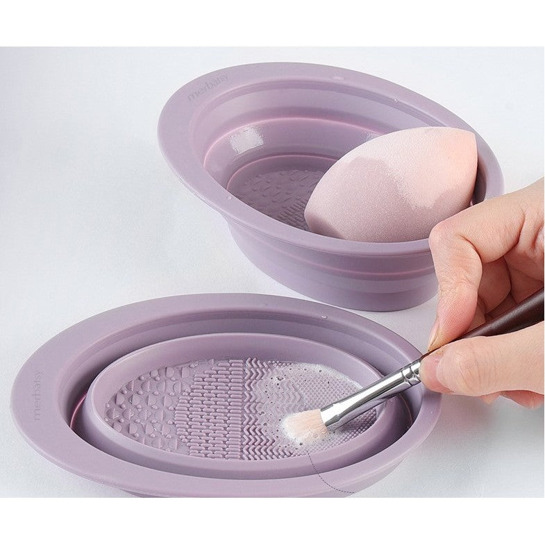 Accesoriu din silicon pentru curatarea accesoriilor makeup, pensule, buretei, 14.5 x 11,5 cm, 2 moduri de utilizare,