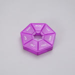 Cutie separator medicamente cu zilele saptamanii, Flippy, Plastic, 7 compartimente, Mov