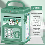 Pusculita pentru Copii, Flippy, pusculita pentru economii SMART BOX cu efecte sonore, Tip ATM, cu Parola cu Amprenta,