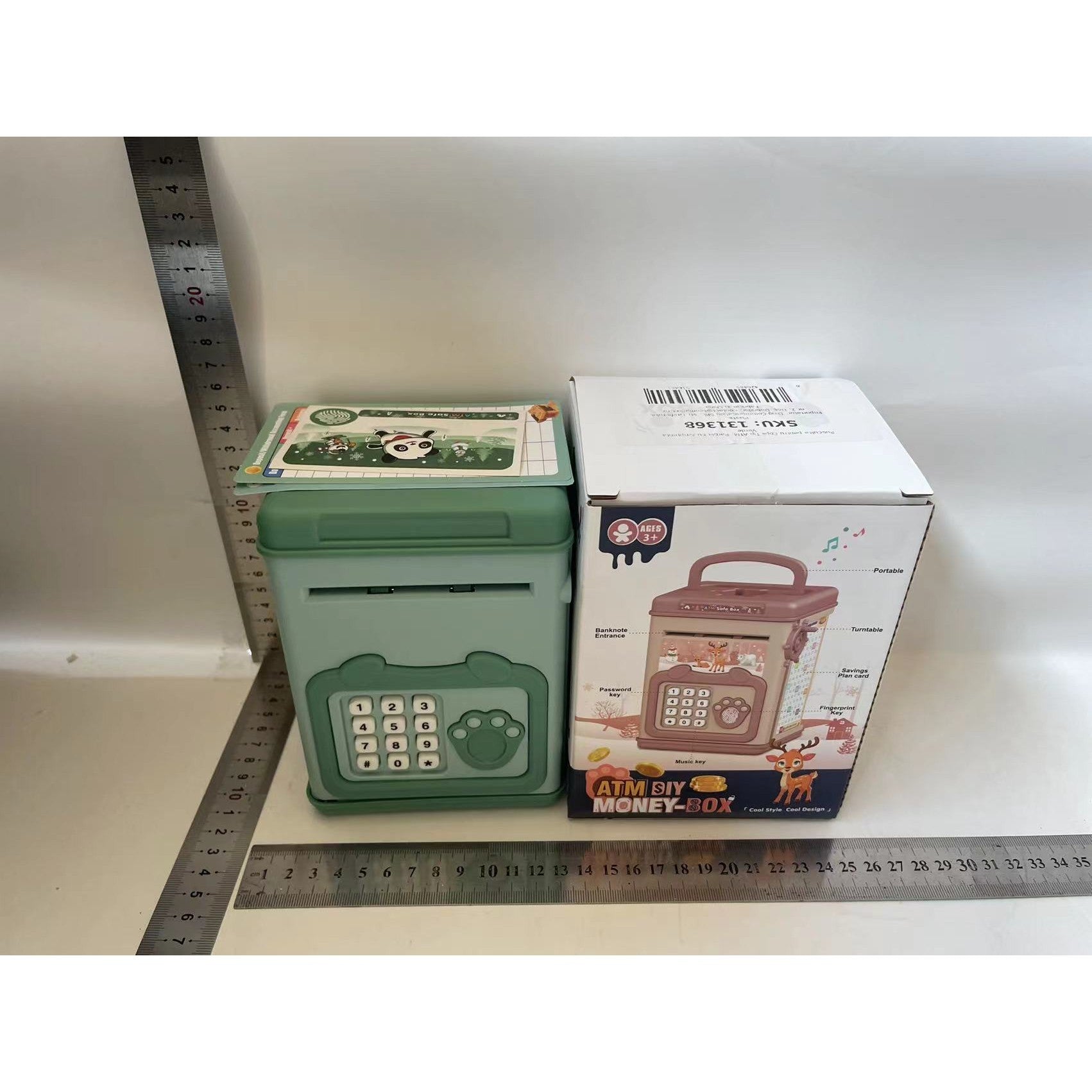 Pusculita pentru Copii, Flippy, pusculita pentru economii SMART BOX cu efecte sonore, Tip ATM, cu Parola cu Amprenta,