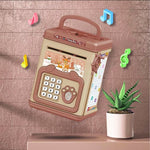 Pusculita pentru Copii, Flippy, pusculita pentru economii SMART BOX cu efecte sonore, Tip ATM, cu Parola cu Amprenta,